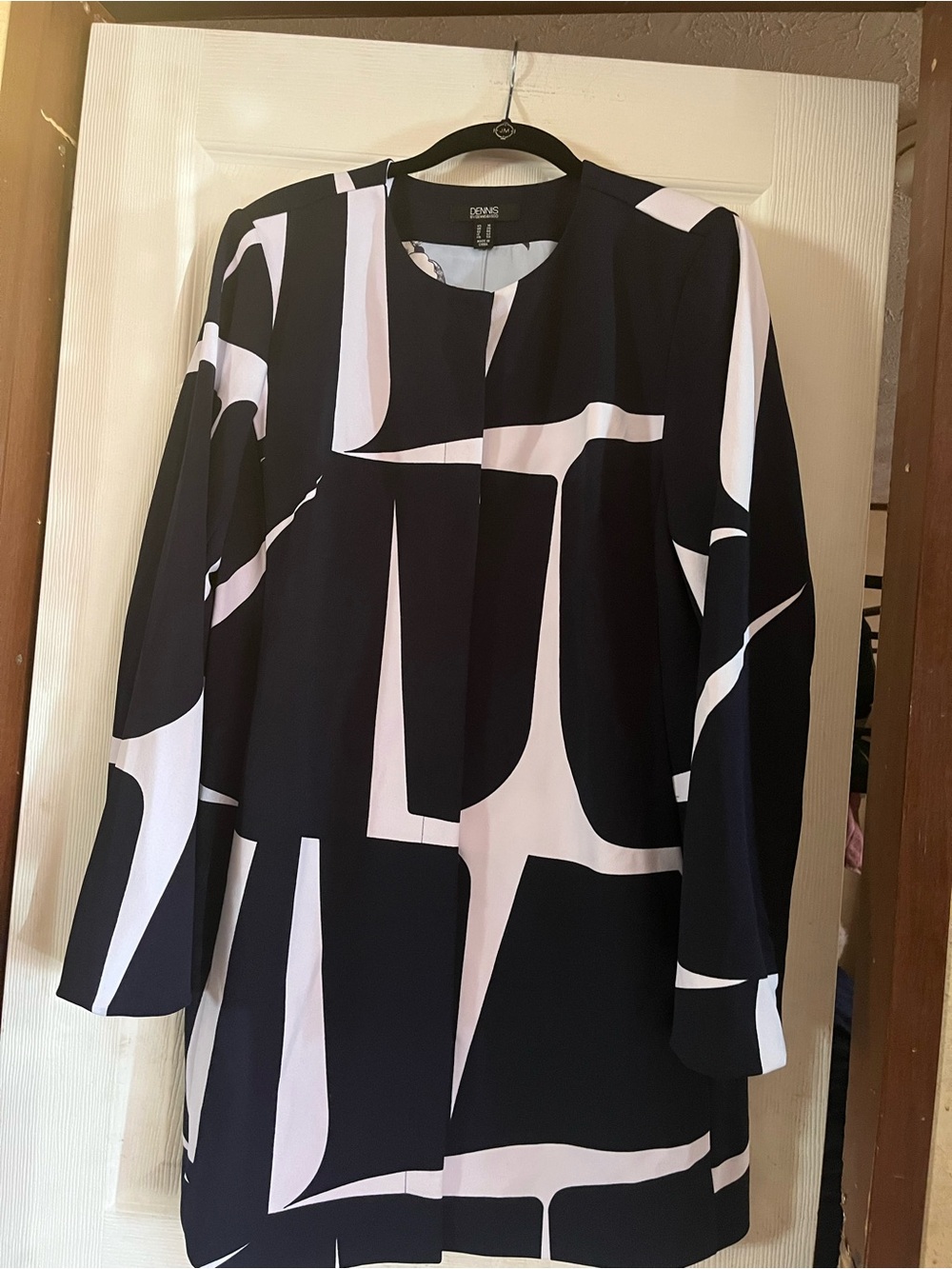 Dennis Basso Printed Luxe Crepe Snap-Front Topper Coat Size 16 Like New